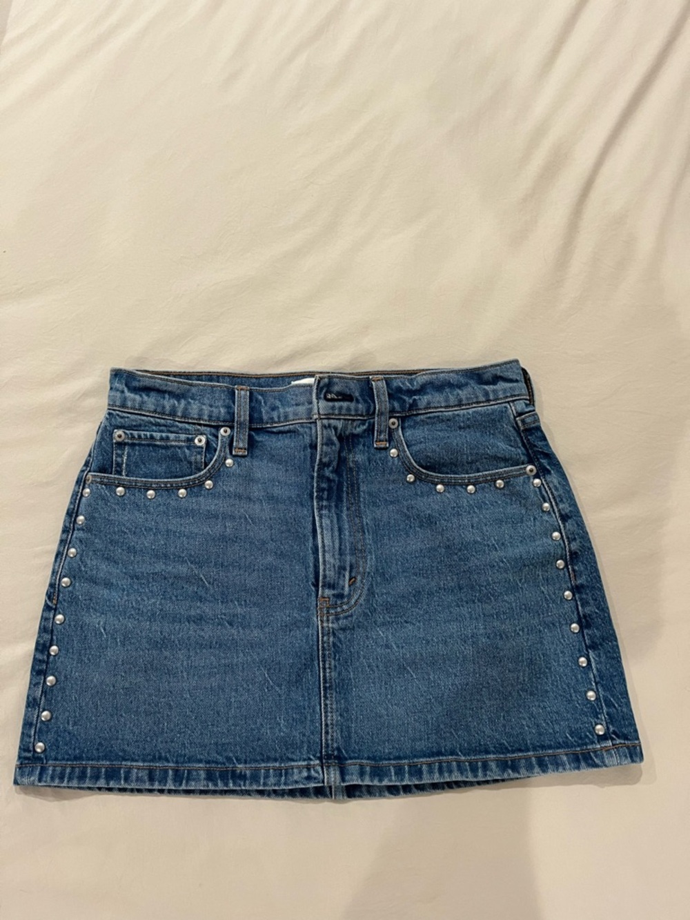 Abercrombie & Fitch Blue Denim Mini Skirt with Silver Studs - Picture 2 of 4
